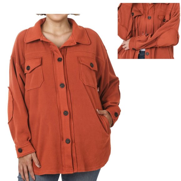 #335 PLUS FLEECE SHACKET - Picture 5 of 14